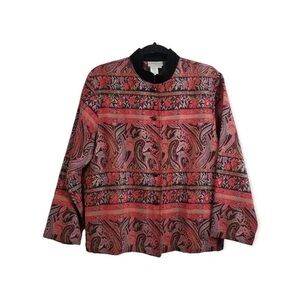 Coldwater Creek Red and Black Paisley Blazer